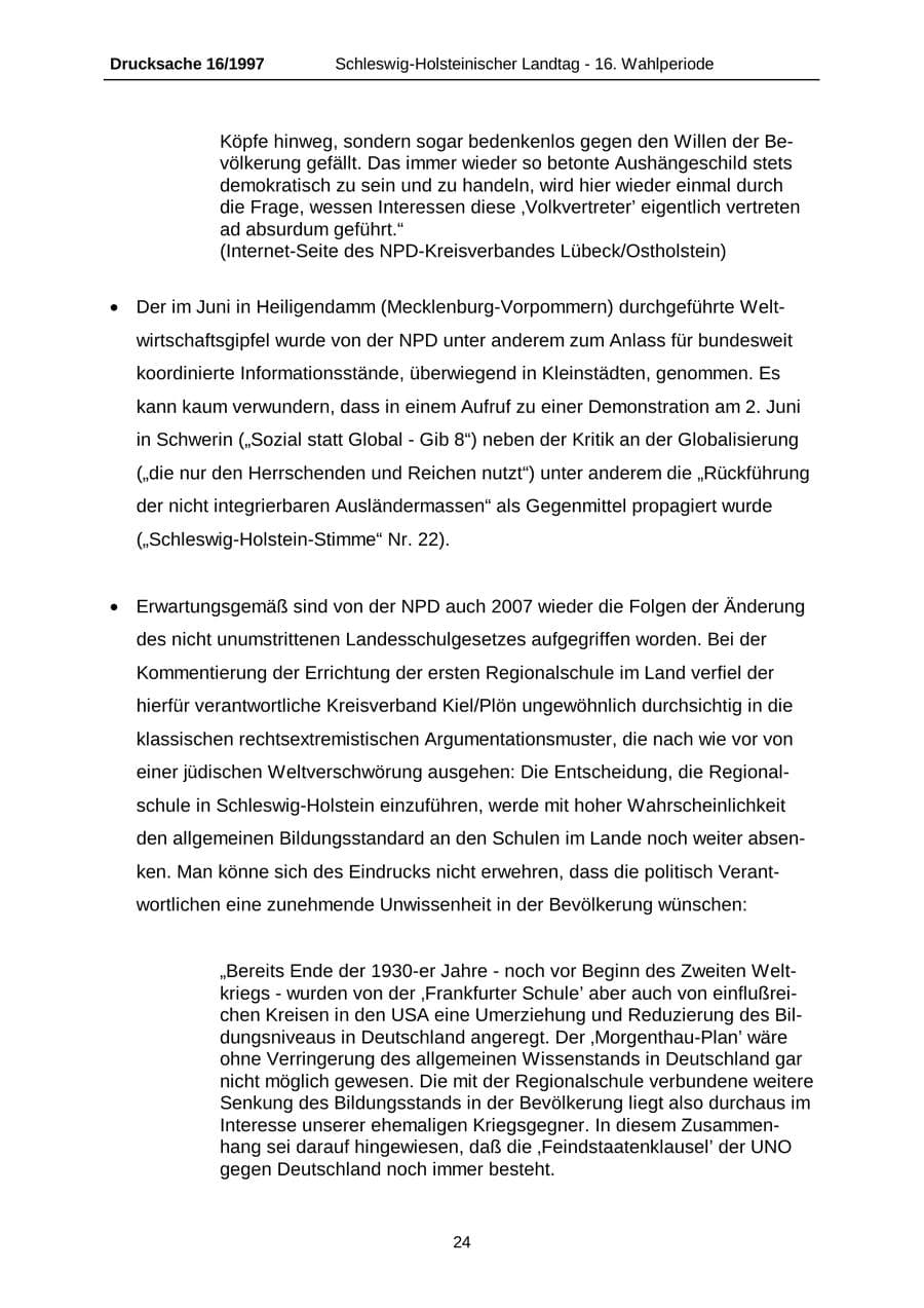 Seite 24 des Verfassungsschutzbericht 2007 Schleswig-Holstein