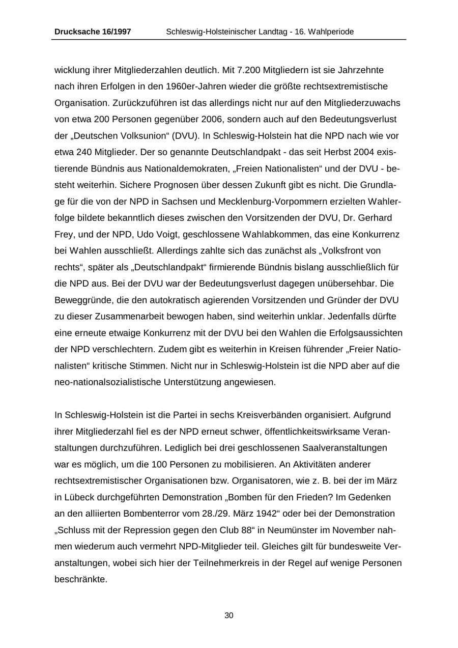 Seite 30 des Verfassungsschutzbericht 2007 Schleswig-Holstein