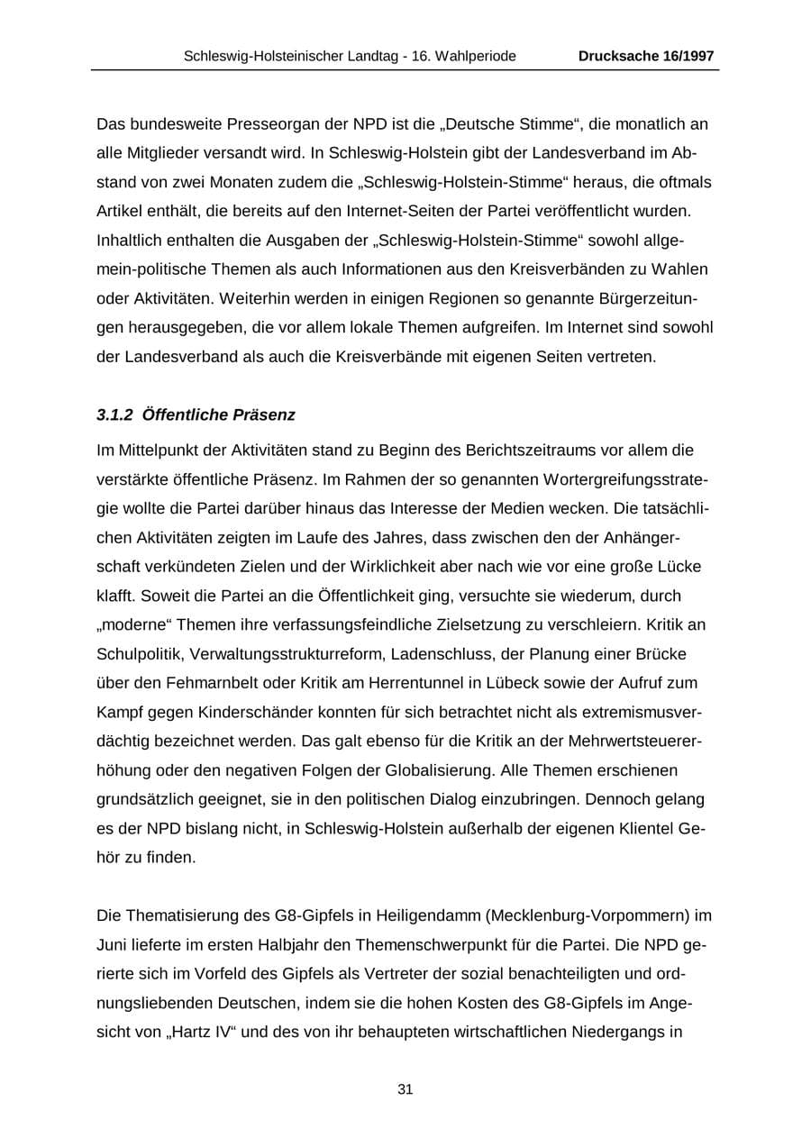 Seite 31 des Verfassungsschutzbericht 2007 Schleswig-Holstein