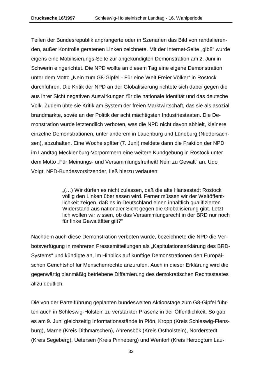 Seite 32 des Verfassungsschutzbericht 2007 Schleswig-Holstein