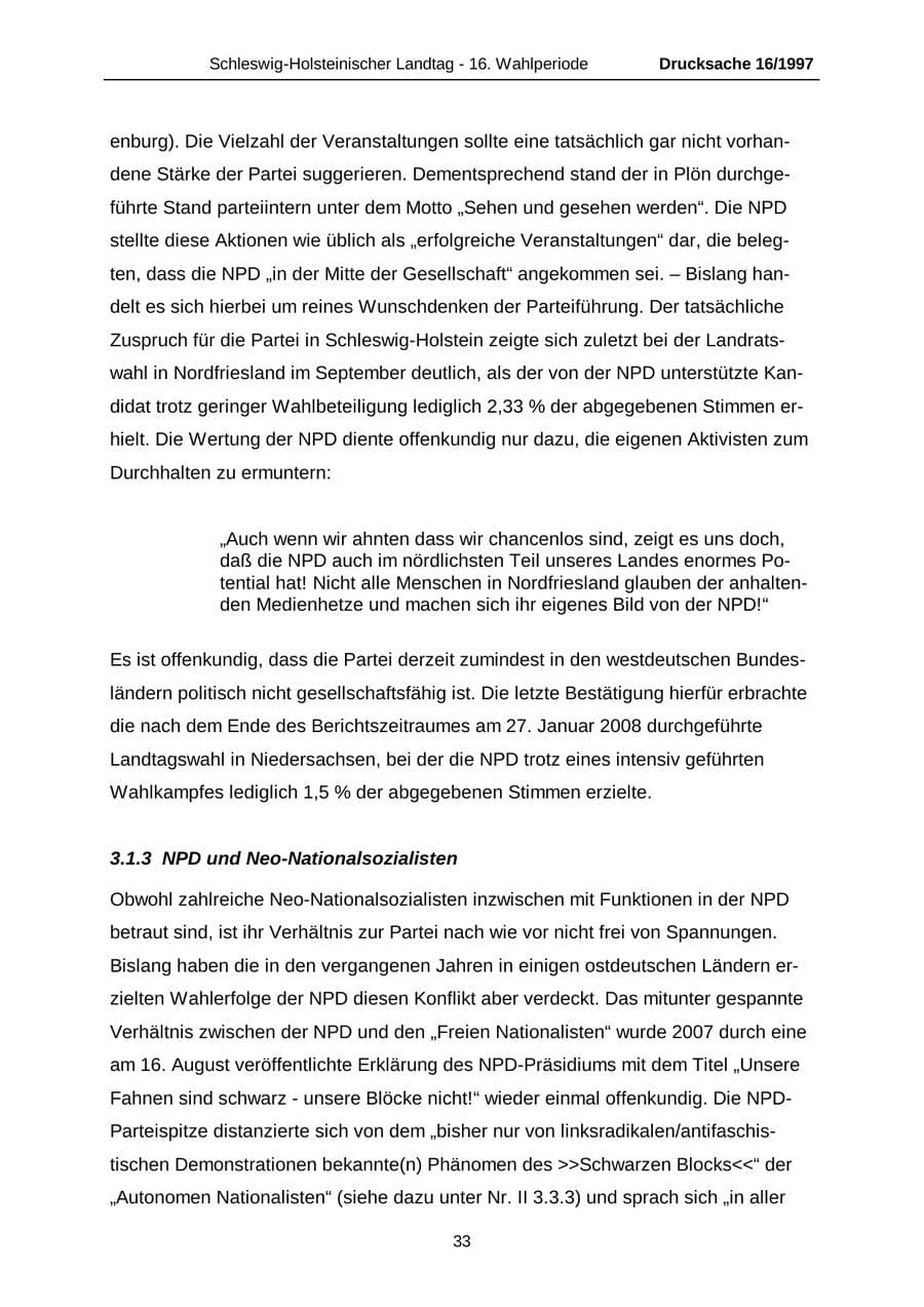 Seite 33 des Verfassungsschutzbericht 2007 Schleswig-Holstein