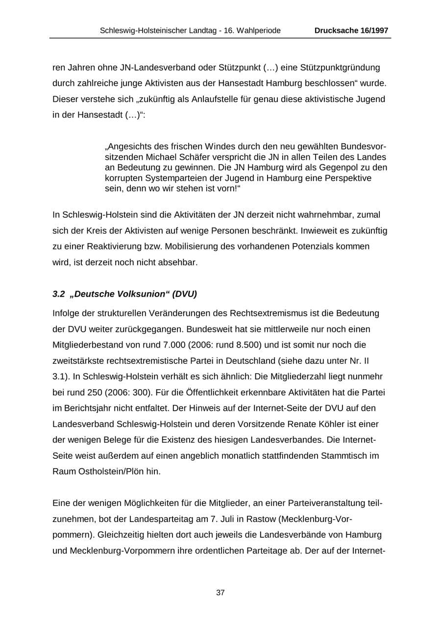 Seite 37 des Verfassungsschutzbericht 2007 Schleswig-Holstein