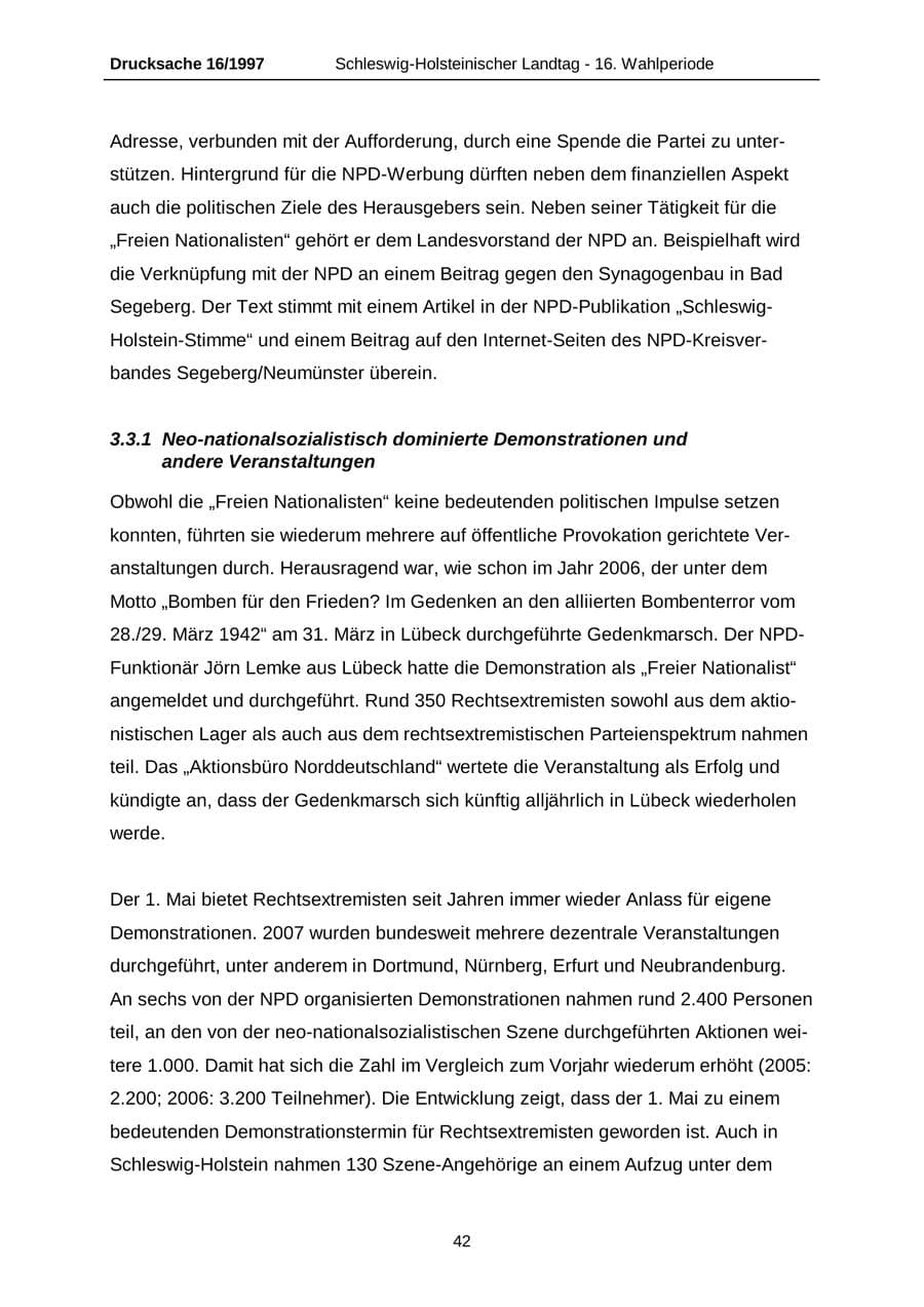 Seite 42 des Verfassungsschutzbericht 2007 Schleswig-Holstein