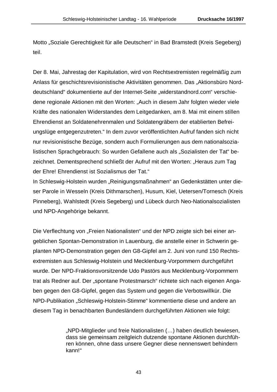 Seite 43 des Verfassungsschutzbericht 2007 Schleswig-Holstein