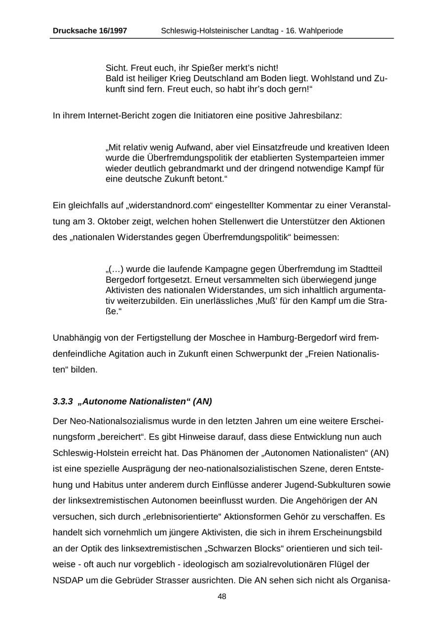 Seite 48 des Verfassungsschutzbericht 2007 Schleswig-Holstein
