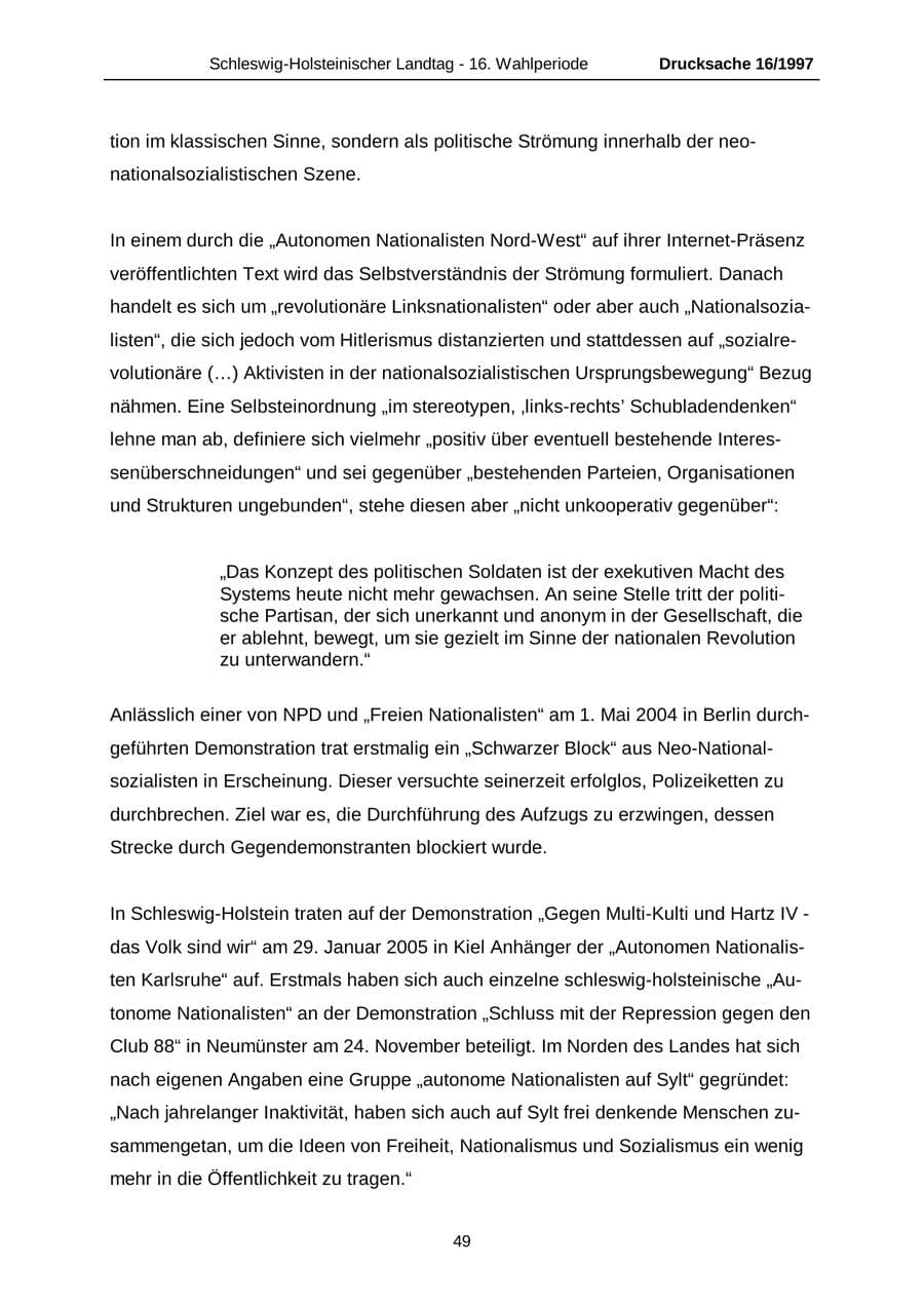Seite 49 des Verfassungsschutzbericht 2007 Schleswig-Holstein