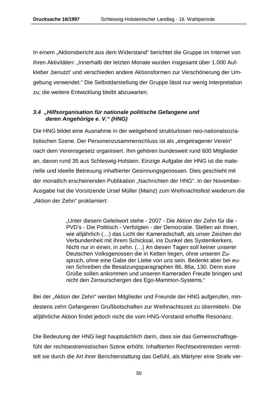 Seite 50 des Verfassungsschutzbericht 2007 Schleswig-Holstein