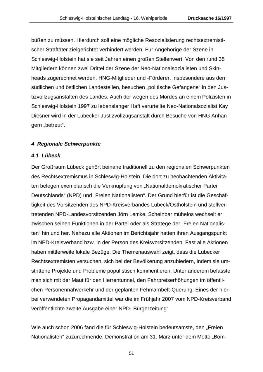 Seite 51 des Verfassungsschutzbericht 2007 Schleswig-Holstein