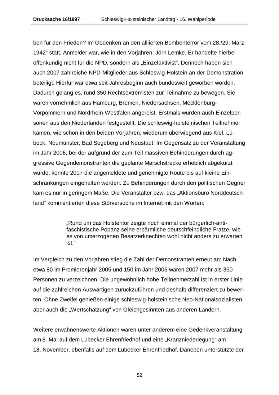 Seite 52 des Verfassungsschutzbericht 2007 Schleswig-Holstein