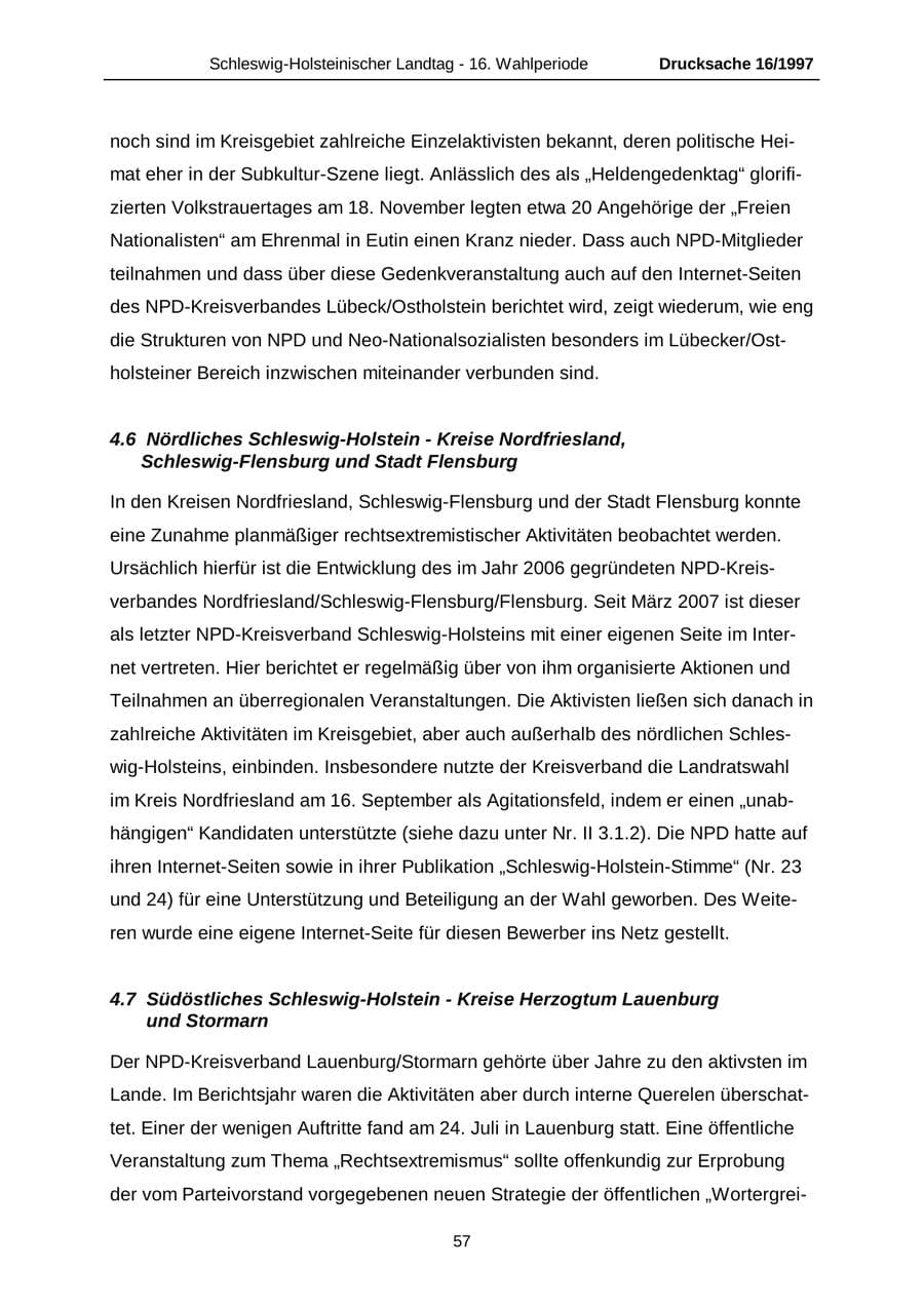 Seite 57 des Verfassungsschutzbericht 2007 Schleswig-Holstein