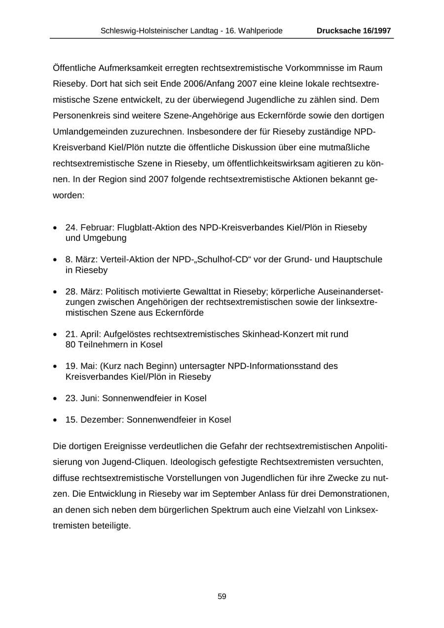 Seite 59 des Verfassungsschutzbericht 2007 Schleswig-Holstein