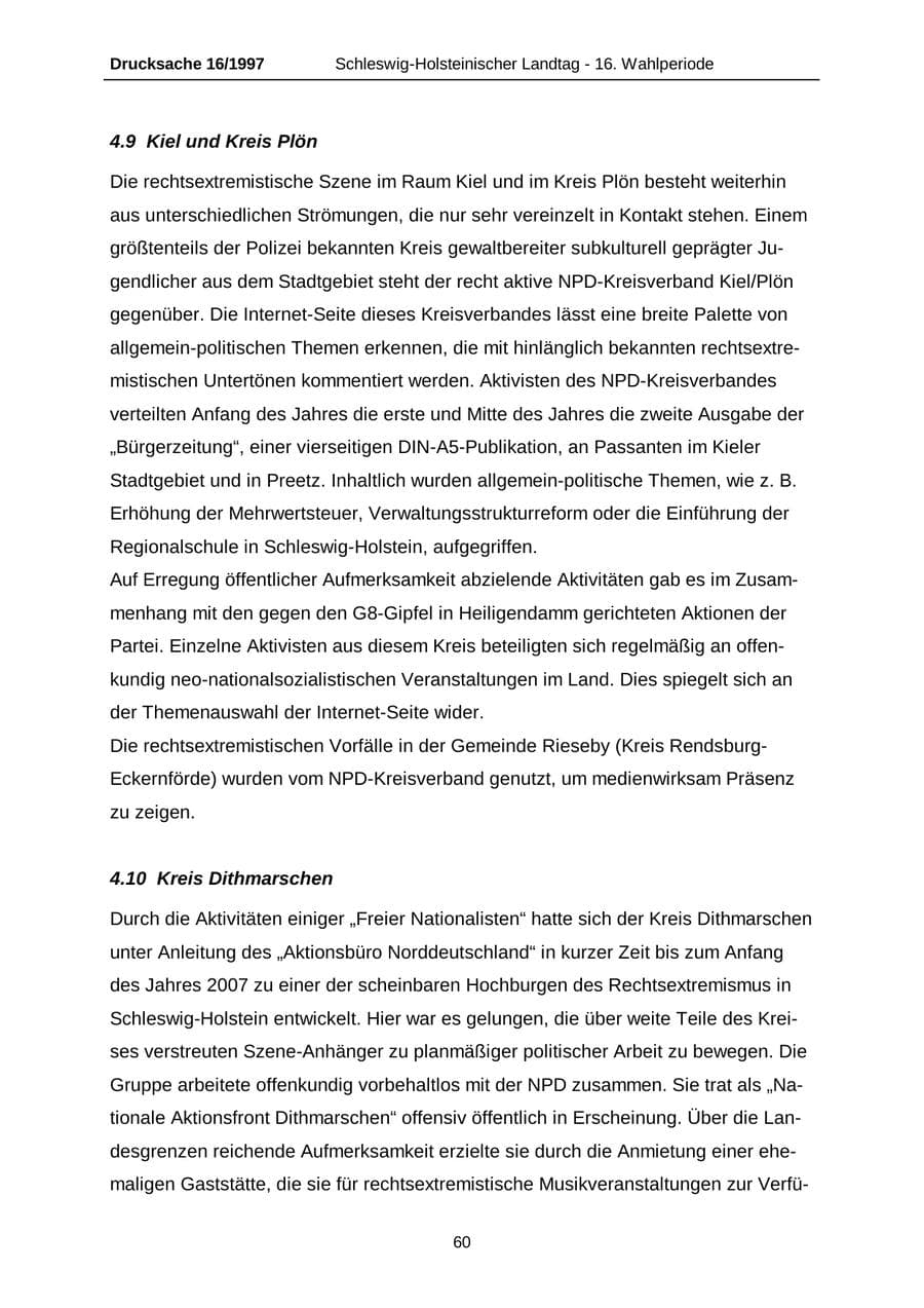 Seite 60 des Verfassungsschutzbericht 2007 Schleswig-Holstein