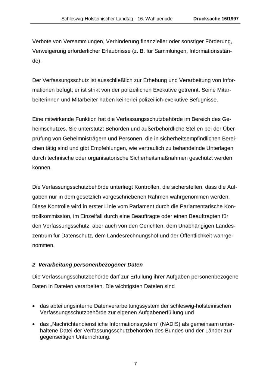 Seite 7 des Verfassungsschutzbericht 2007 Schleswig-Holstein
