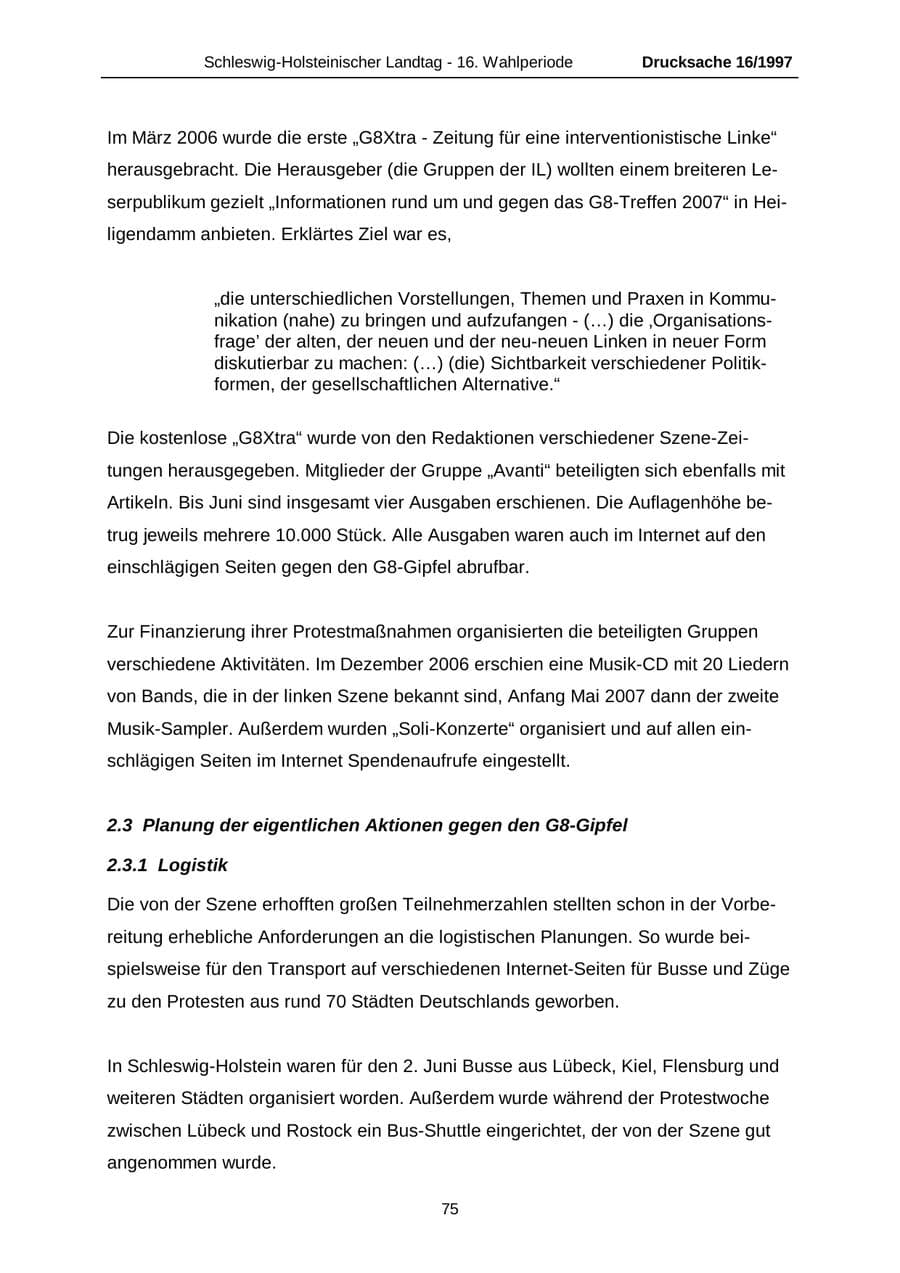 Seite 75 des Verfassungsschutzbericht 2007 Schleswig-Holstein