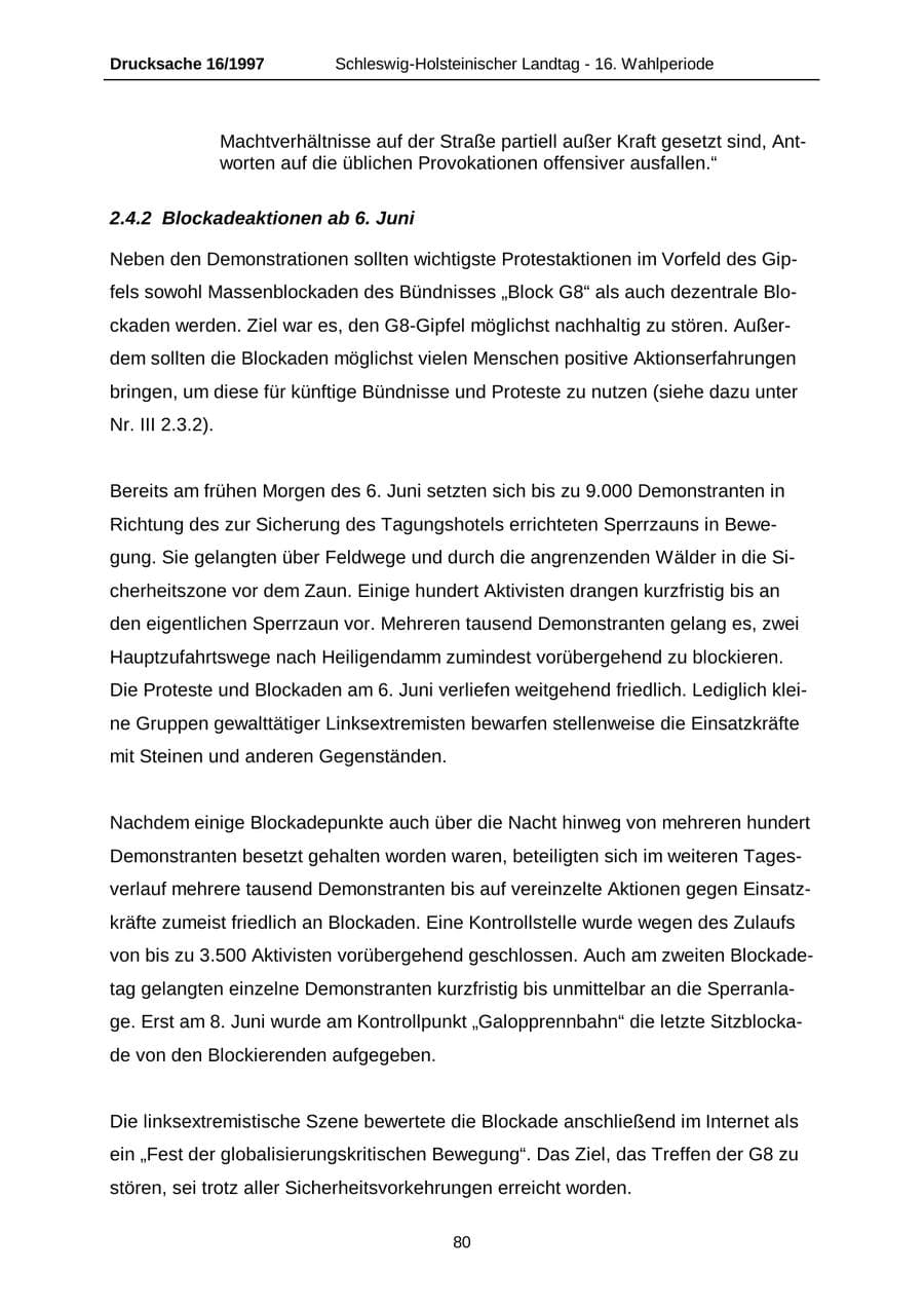 Seite 80 des Verfassungsschutzbericht 2007 Schleswig-Holstein