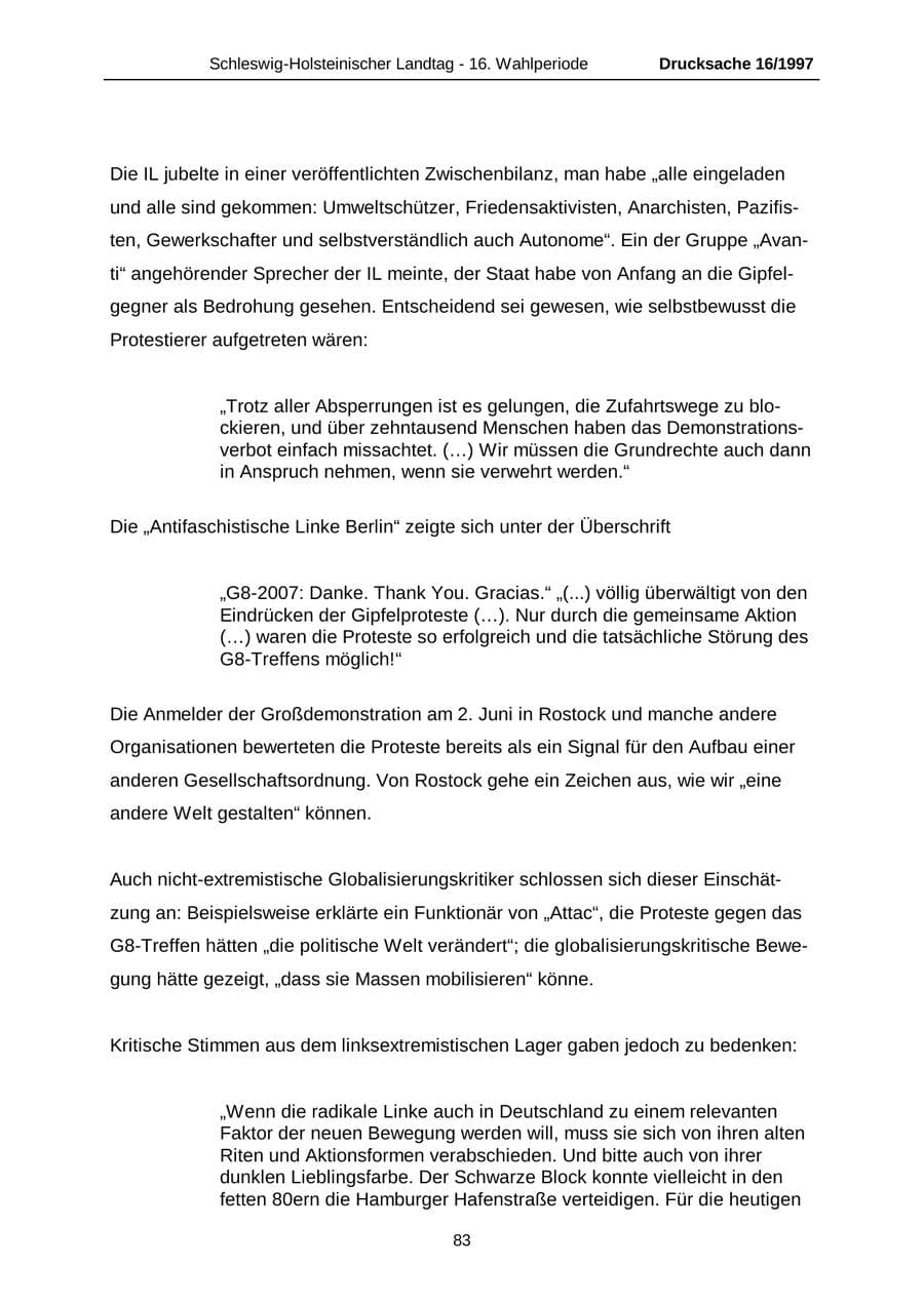 Seite 83 des Verfassungsschutzbericht 2007 Schleswig-Holstein
