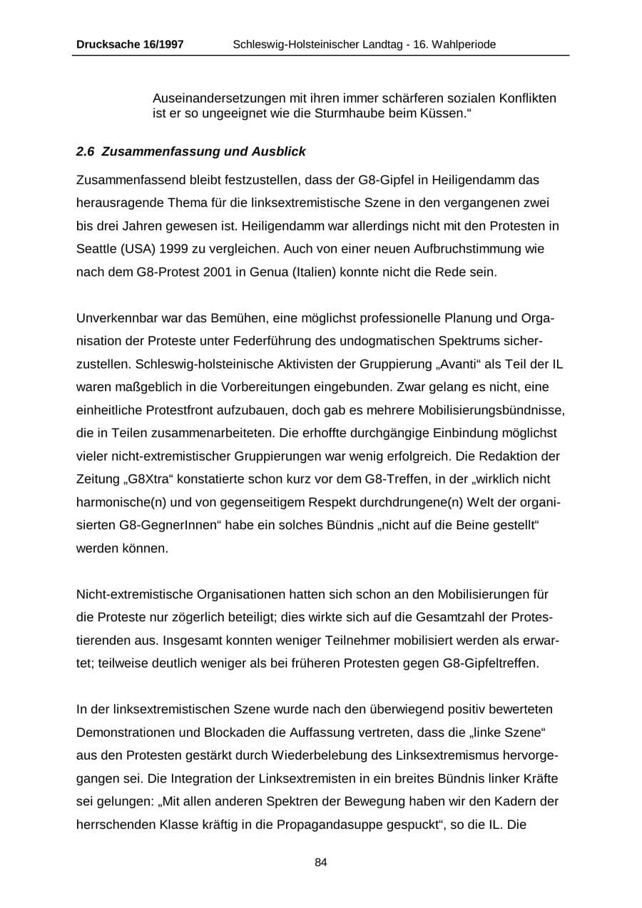 Seite 84 des Verfassungsschutzbericht 2007 Schleswig-Holstein