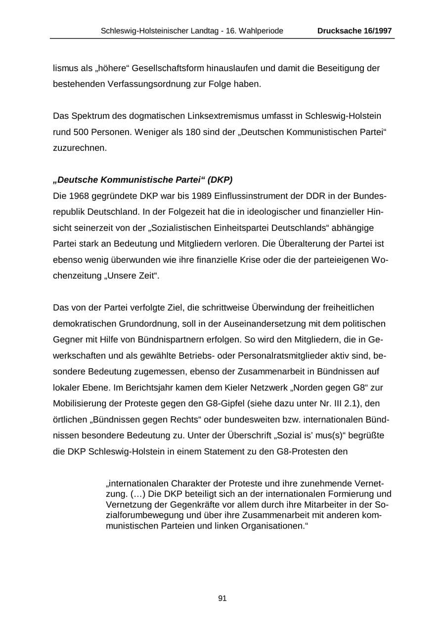 Seite 91 des Verfassungsschutzbericht 2007 Schleswig-Holstein