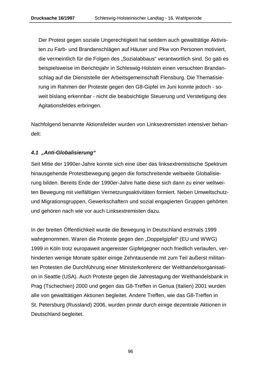 Seite 96 des Verfassungsschutzbericht 2007 Schleswig-Holstein