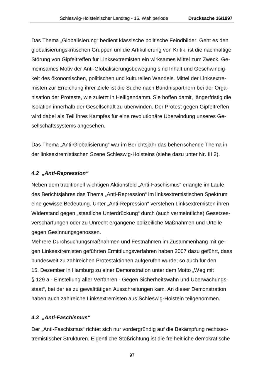 Seite 97 des Verfassungsschutzbericht 2007 Schleswig-Holstein