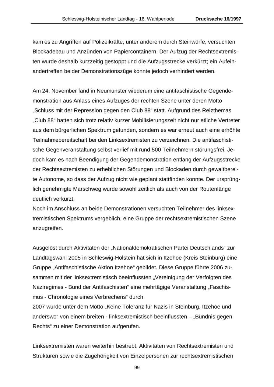 Seite 99 des Verfassungsschutzbericht 2007 Schleswig-Holstein
