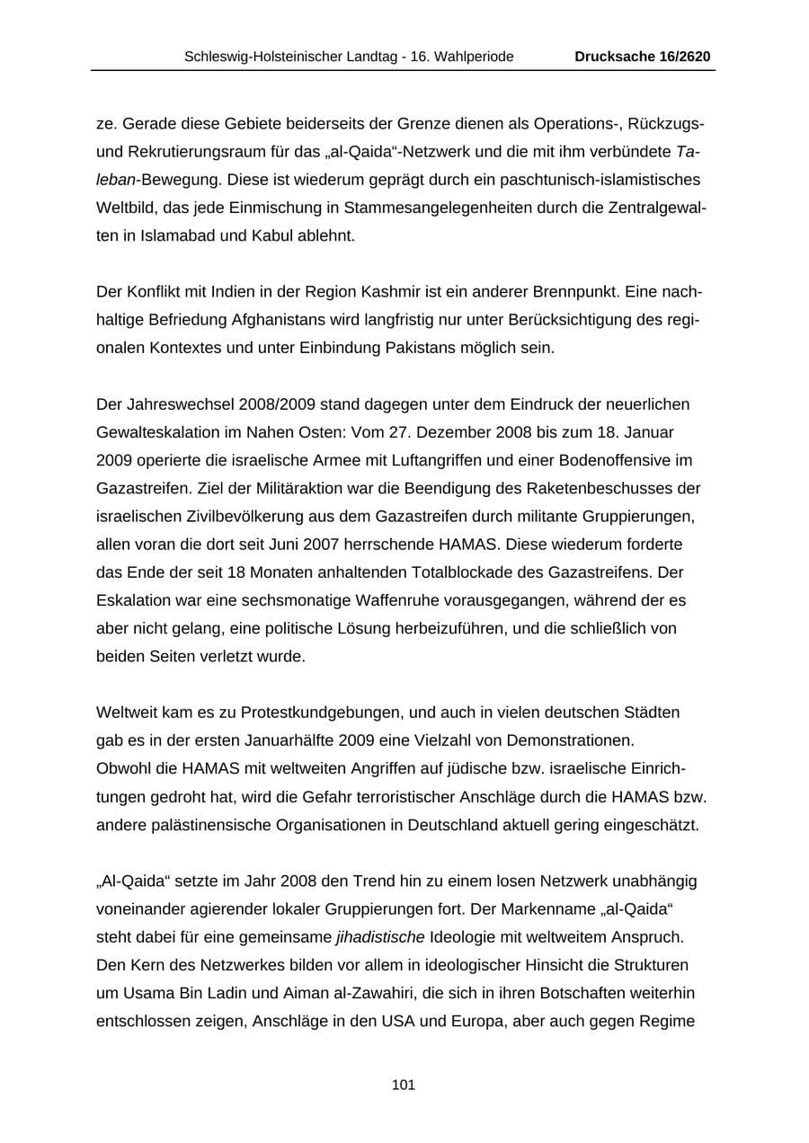 Seite 101 des Verfassungsschutzbericht 2008 Schleswig-Holstein
