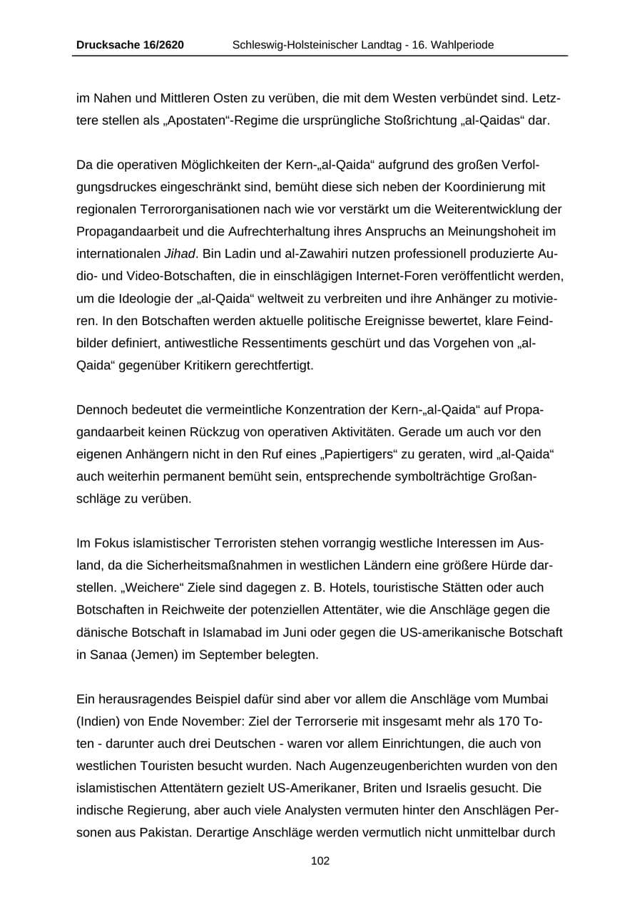 Seite 102 des Verfassungsschutzbericht 2008 Schleswig-Holstein