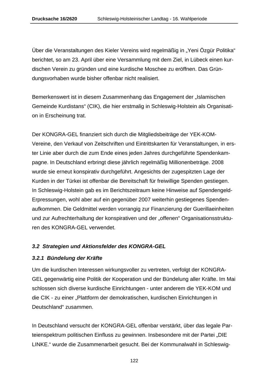 Seite 122 des Verfassungsschutzbericht 2008 Schleswig-Holstein