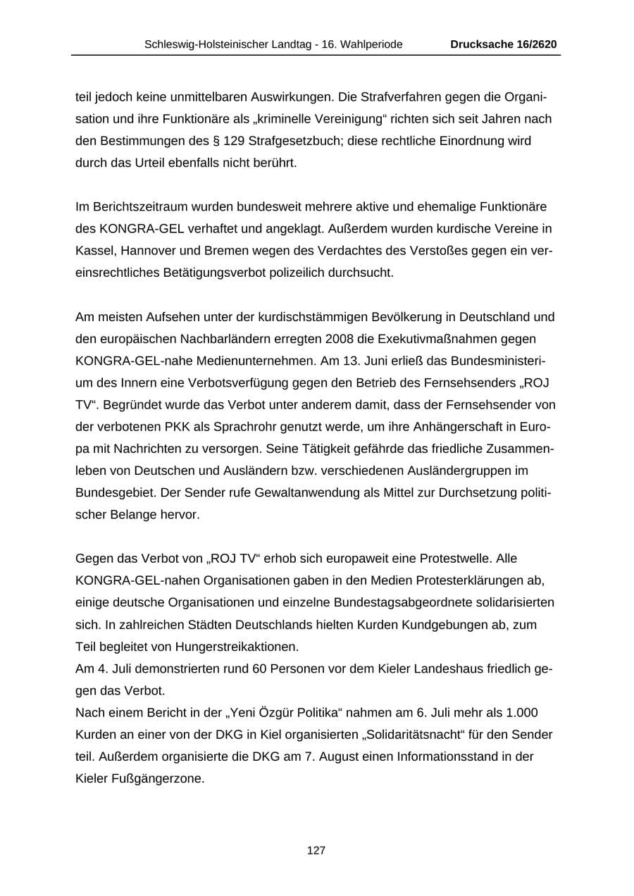 Seite 127 des Verfassungsschutzbericht 2008 Schleswig-Holstein