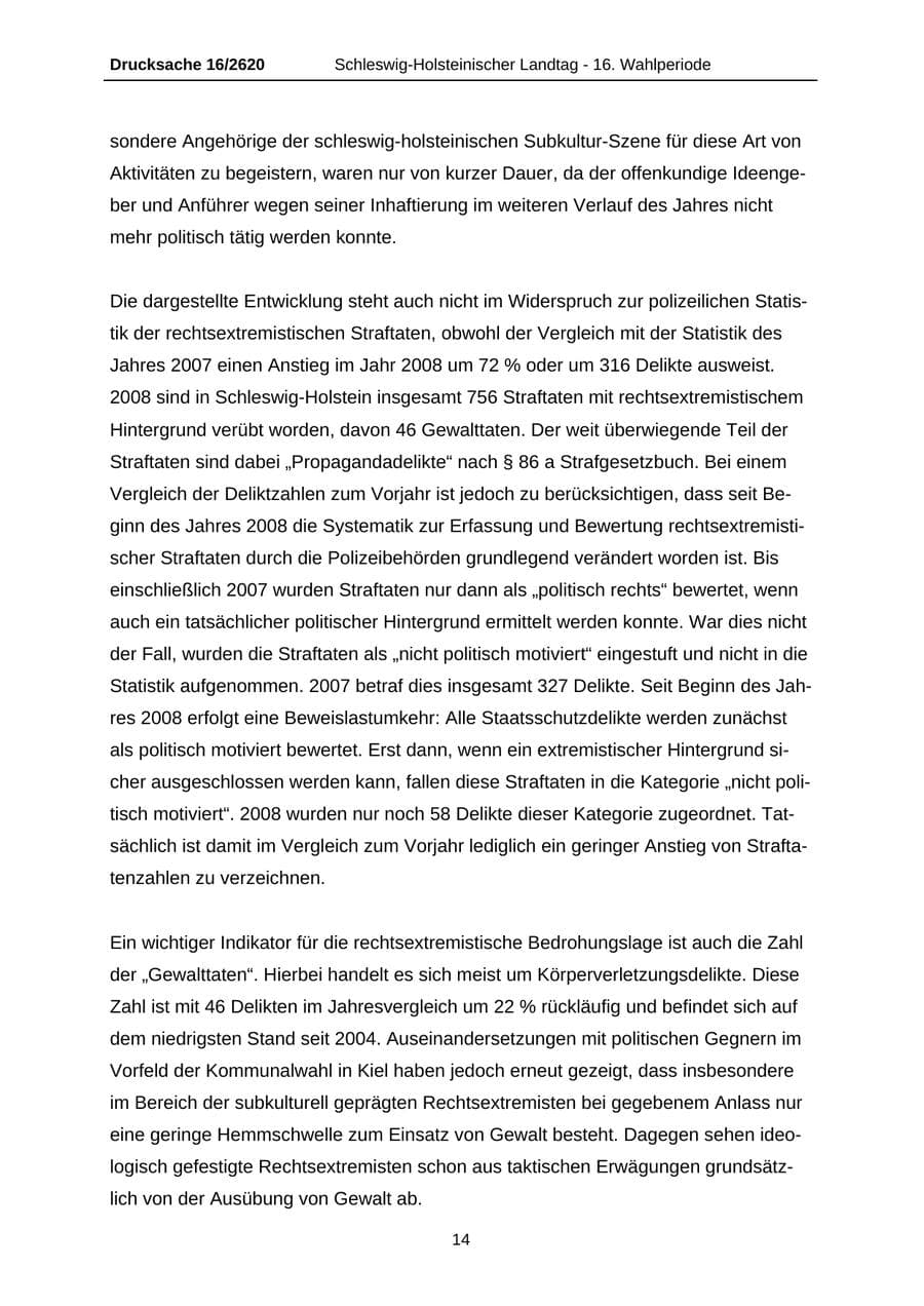 Seite 14 des Verfassungsschutzbericht 2008 Schleswig-Holstein