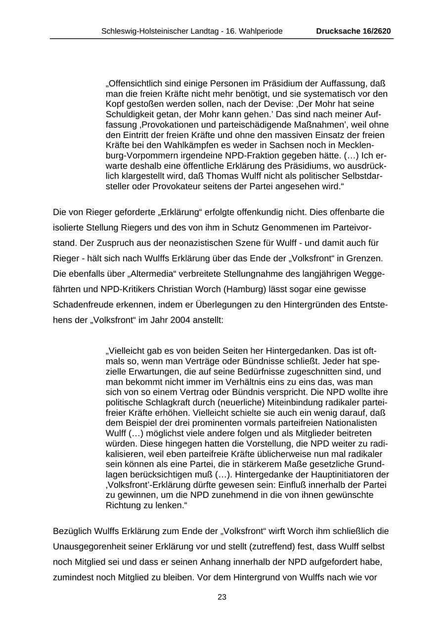 Seite 23 des Verfassungsschutzbericht 2008 Schleswig-Holstein