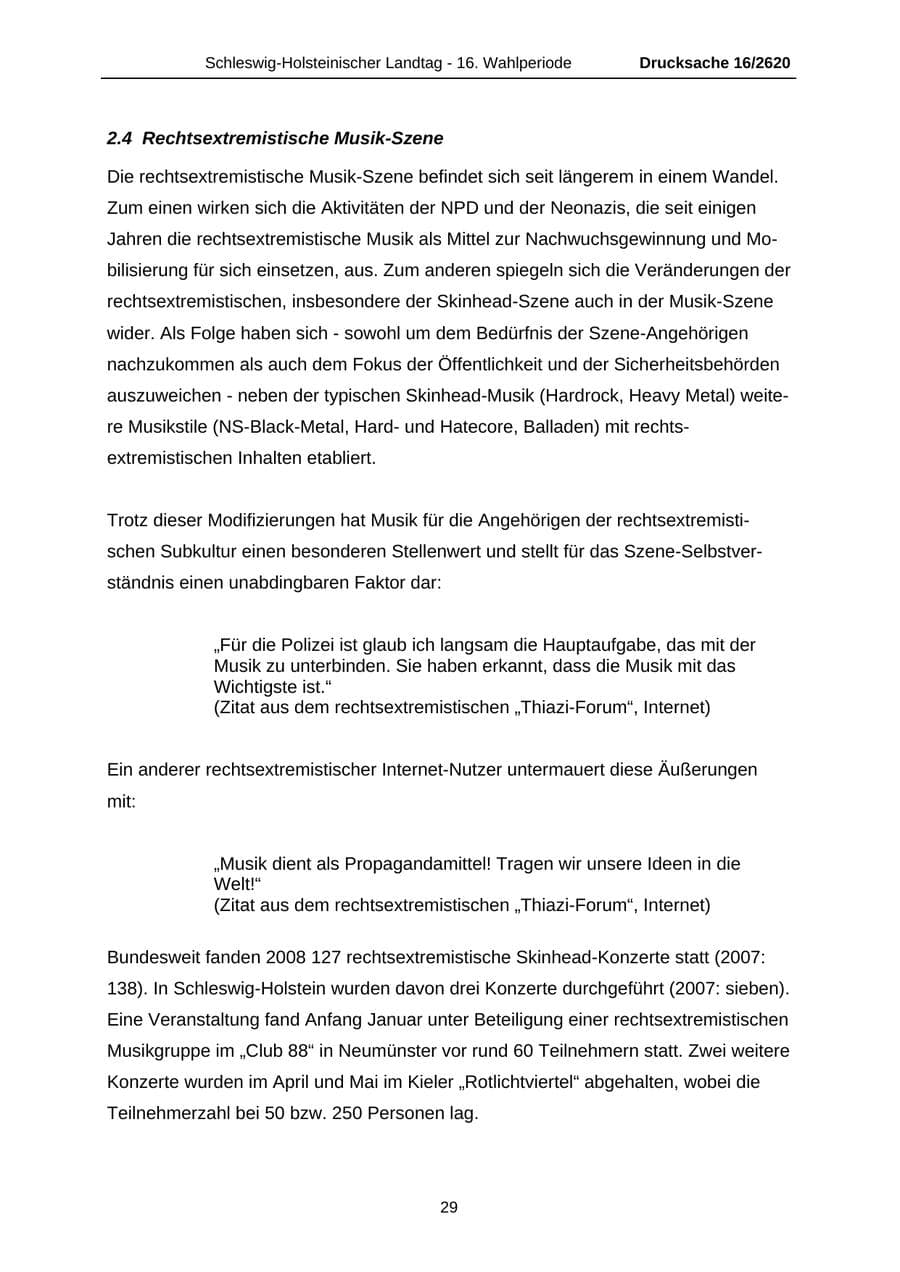 Seite 29 des Verfassungsschutzbericht 2008 Schleswig-Holstein