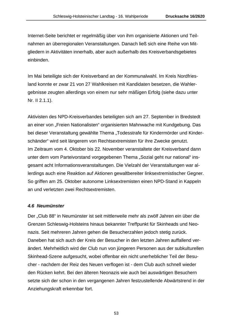 Seite 53 des Verfassungsschutzbericht 2008 Schleswig-Holstein