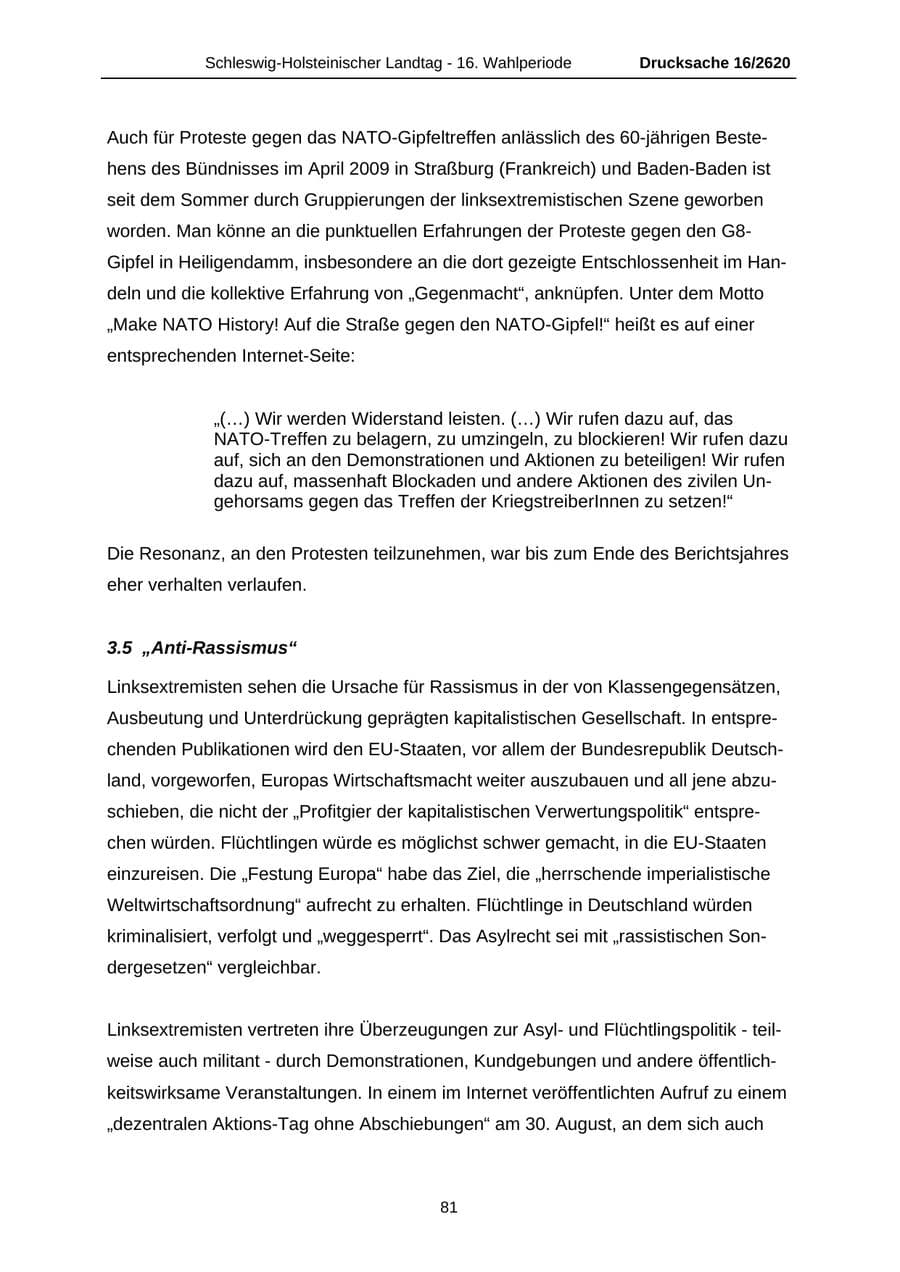 Seite 81 des Verfassungsschutzbericht 2008 Schleswig-Holstein