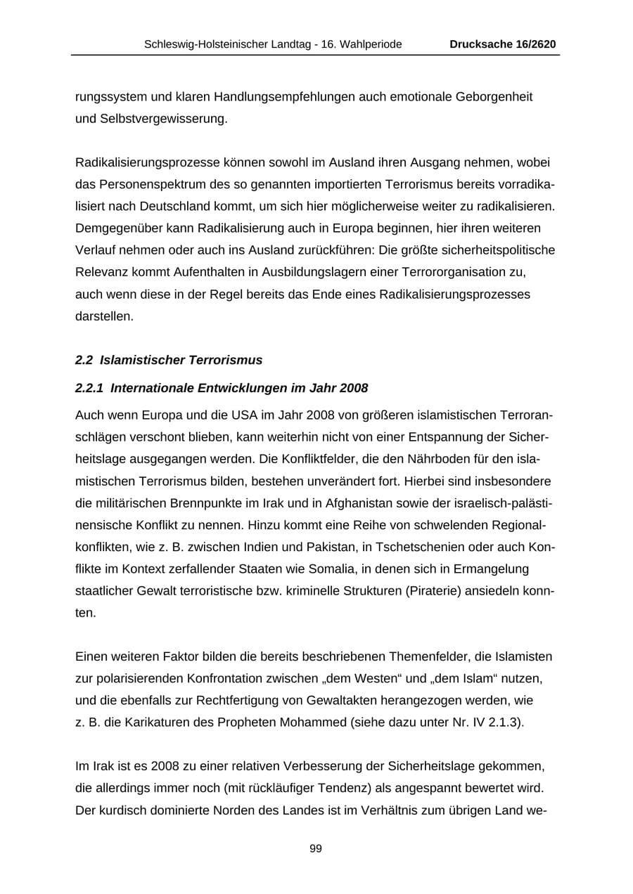 Seite 99 des Verfassungsschutzbericht 2008 Schleswig-Holstein