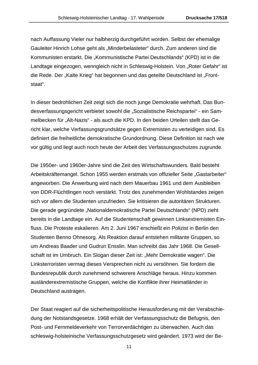 Seite 11 des Verfassungsschutzbericht 2009 Schleswig-Holstein