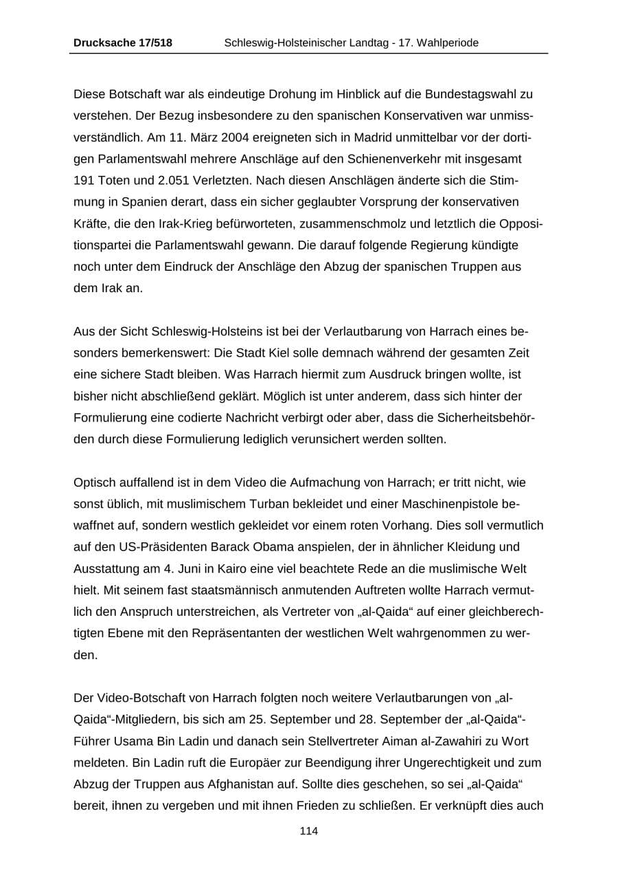 Seite 114 des Verfassungsschutzbericht 2009 Schleswig-Holstein