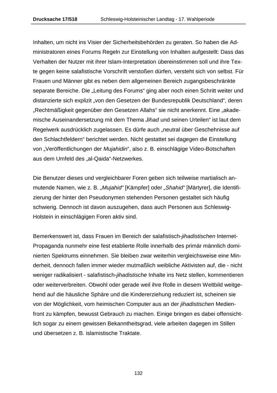 Seite 132 des Verfassungsschutzbericht 2009 Schleswig-Holstein