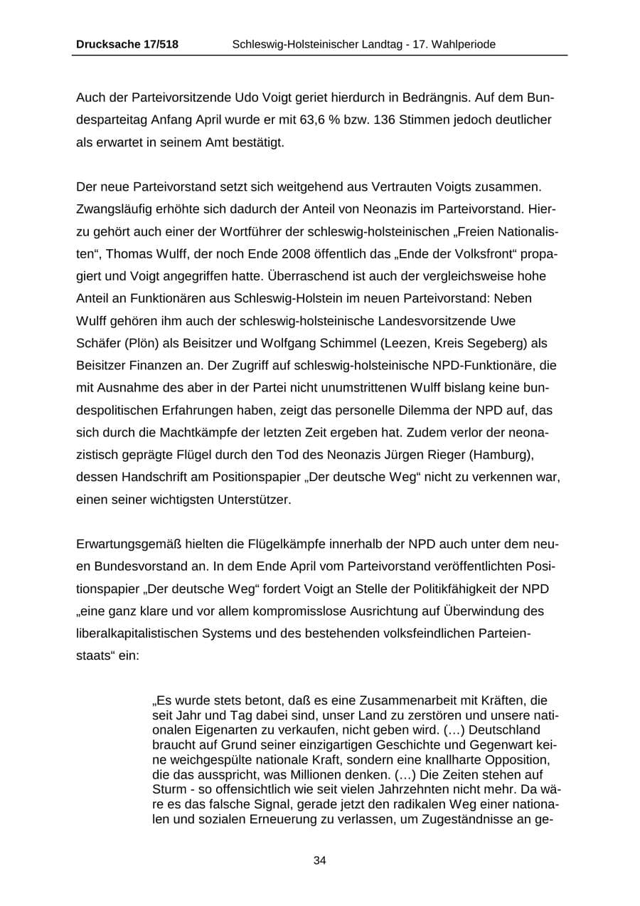 Seite 34 des Verfassungsschutzbericht 2009 Schleswig-Holstein
