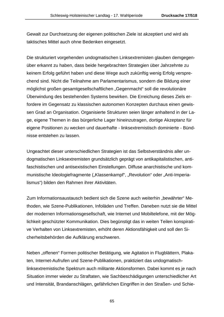 Seite 65 des Verfassungsschutzbericht 2009 Schleswig-Holstein