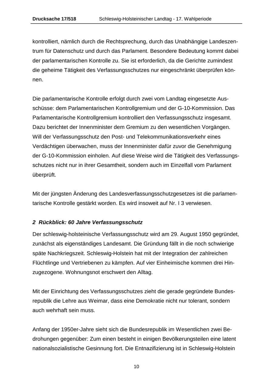 Seite 10 des Verfassungsschutzbericht 2009 Schleswig-Holstein