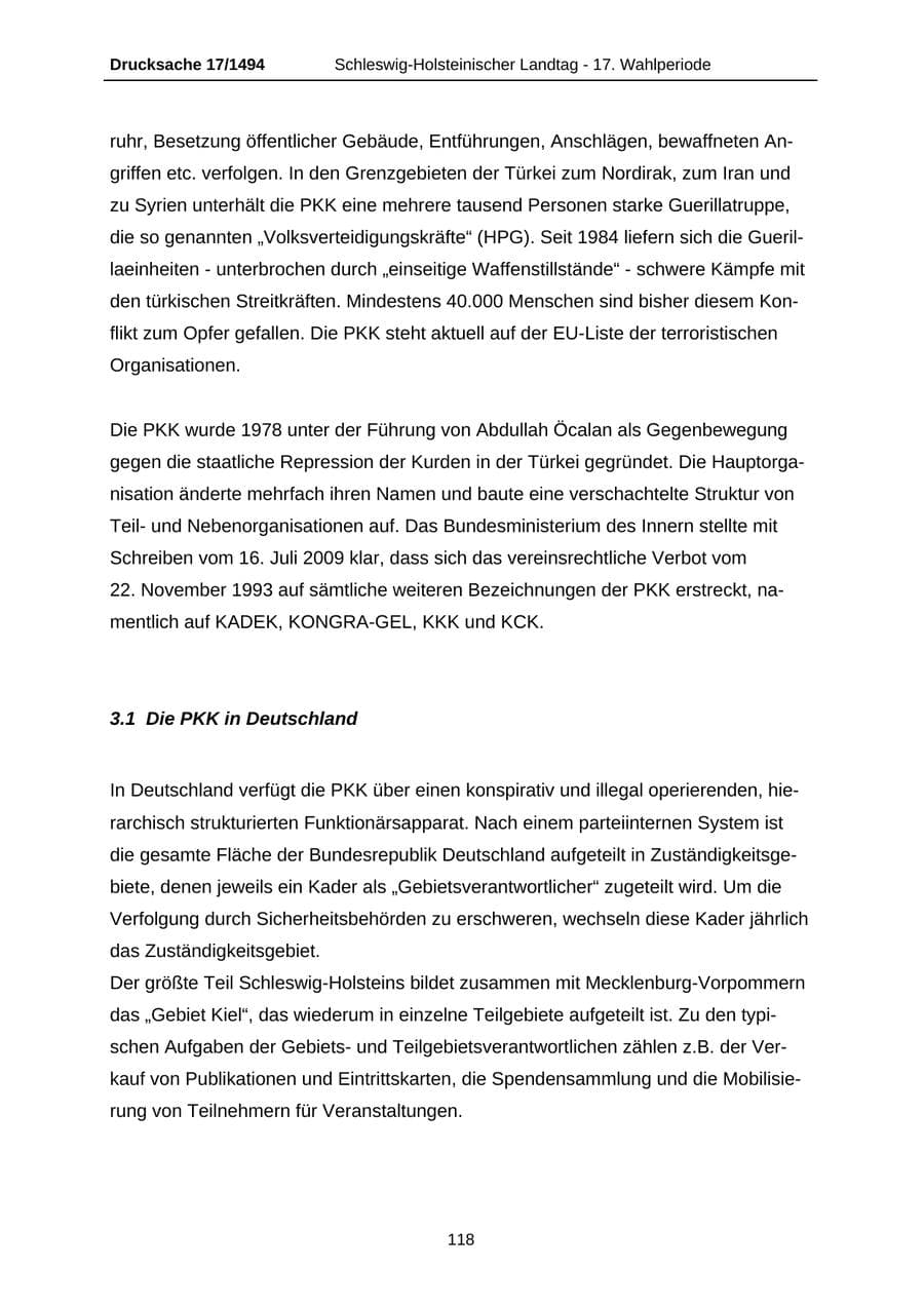 Seite 118 des Verfassungsschutzbericht 2010 Schleswig-Holstein