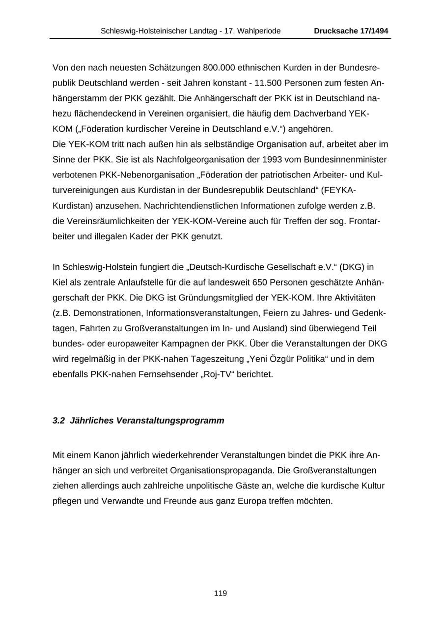 Seite 119 des Verfassungsschutzbericht 2010 Schleswig-Holstein
