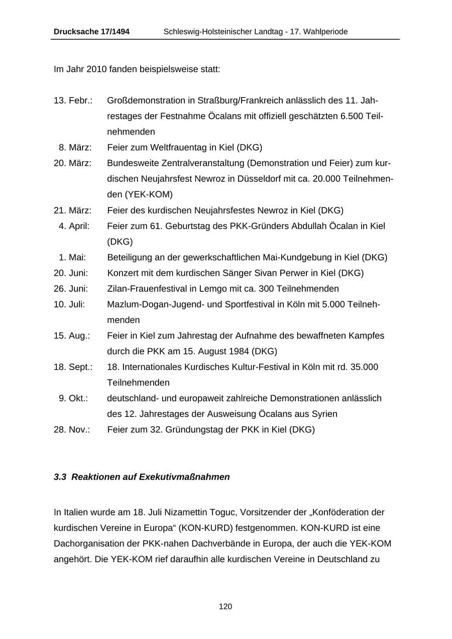 Seite 120 des Verfassungsschutzbericht 2010 Schleswig-Holstein