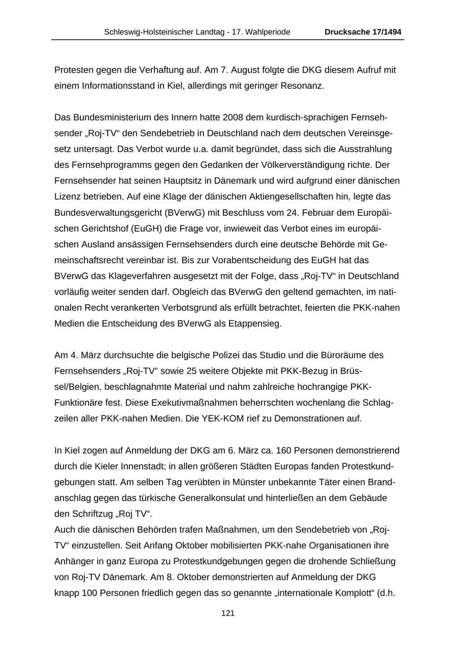 Seite 121 des Verfassungsschutzbericht 2010 Schleswig-Holstein