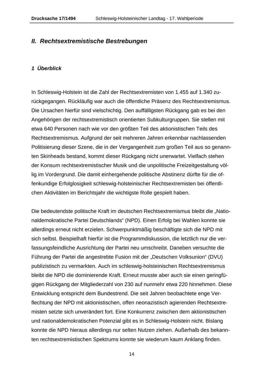 Seite 14 des Verfassungsschutzbericht 2010 Schleswig-Holstein