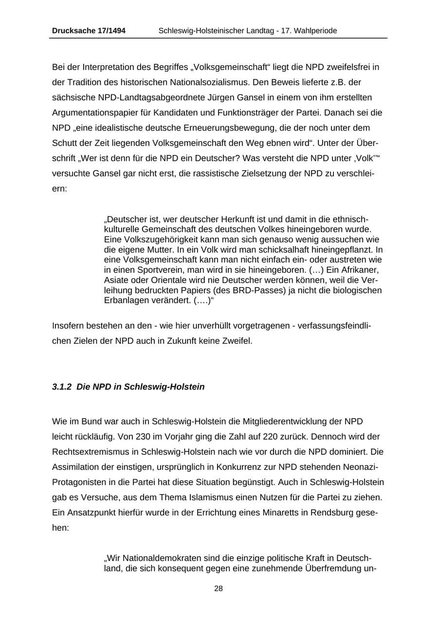 Seite 28 des Verfassungsschutzbericht 2010 Schleswig-Holstein