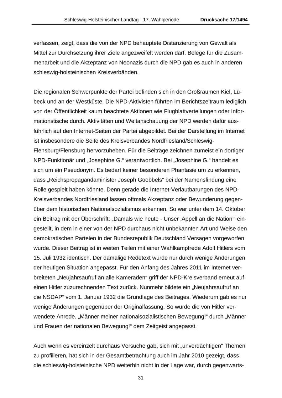 Seite 31 des Verfassungsschutzbericht 2010 Schleswig-Holstein