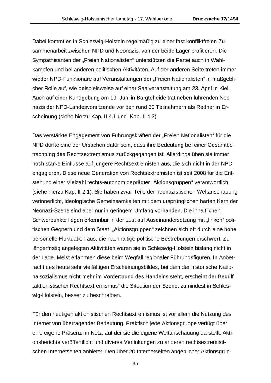 Seite 35 des Verfassungsschutzbericht 2010 Schleswig-Holstein