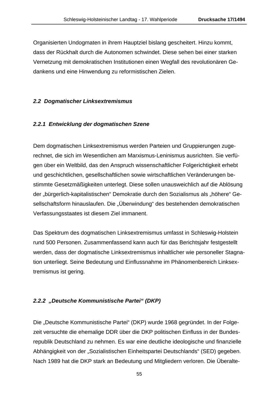 Seite 55 des Verfassungsschutzbericht 2010 Schleswig-Holstein